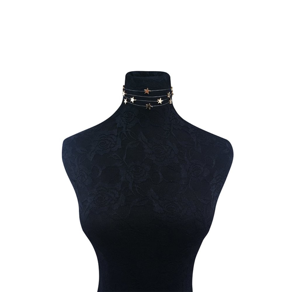 💕Last one Layered Stars Choker Necklace - Picture 5 of 8